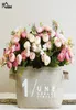 Fleurs artificielles 13 têtes 1 paquet blanc Rose Bouquet Polyester soie Roses Rose mariage décoration de la maison fausses plantes fleur 1573030