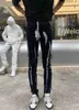 Pantaloni da uomo Jeans di marca Jeans skinny con diamanti da uomo Modello a strisce di vernice bianca Nero Slim Stretch Jeans con piedi piccoli Moda Streetwear Uomo J231208