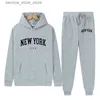 Chándales para hombres Carta de Nueva York U.S.A City Sudaderas con capucha + Pantalones 2 piezas Conjuntos Hombres Moda Sudaderas Mujeres Casual Sudaderas con capucha Sportwear Traje Q231211