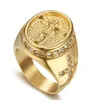 Hip Hop Jewelry Iced Out Jesus Ring Gold Color rostfritt stålringar för män Religiösa smycken Dropshipping Bague Homme S4223350