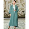 Etnische kleding Hand genaaid Diamond Open Abaya Moslim Vrouwen Vest Lange Maxi Jurk Turkije Kimono Islamitische Eid Party Marokko Jalabiya Dubai