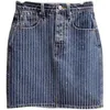 Jupes Stripe Diamond Jupe Taille Haute A-ligne Denim Femmes Mode Stretch