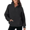 Women's Hoodies Half Zip Sweatshirt Quarter Solid Color Cropped Pullover Fall Clothing