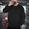 Erkek Hoodies Sweater Bahar ve Sonbahar Orta Kalın Bölüm Yuvarlak Boyun Spor Üstü Üstü İnce Kat Fitness Külte Düz Renk