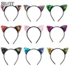20pcs lot Plastic Headband with 2 4'' Reversible Sequin Embroidery Ear Cat Fashion Hairband Hair Bow Accessories HB068 C237v