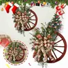 Christmas Decorations Winter Wreath Farmhouse Wagon Wheel Christmas Door Front Aesthetic Decoration Wreath Home Decoration Accessories 231207