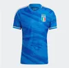 23/24イタリアチエーササッカージャージ2023イタリア125th raspadori verratti barella donnarumma shirt totti lorenzo politano zaniolo men kidsキットフットボールユニフォーム