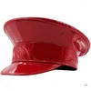 Basker glitter kapten hatt vuxen mode patentleather ungkarlfest kvinnor
