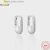 Stud Real 925 Sterling Silver Jewelry Zircon Shell Pearl U Shape Hoop Earrings For Women Platinum Plating Femme Popular Accessories YQ231211