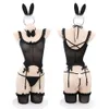 Ny cosply spetsförförelse sexig bodysuit i ett stycke öppet bh transparent underkläder kanin tjej erotisk fest enhetlig dräkt set sexig