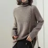 Women's Sweaters Grey Turtleneck Pullover Sweater Loose Languid Style 2023 Autumn Winter Cashmere Thick Long Sleeve Knit