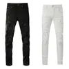 Jeans morados para hombre Jeans de diseñador rasgados azul claro gris oscuro Pantalones de marca italiana para hombre Street Denim Skinny Jeans de pierna recta para bicicleta