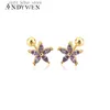 Stud ANDYWEN 925 en argent Sterling 2021 cinq boucles d'oreilles en Zircon Piercing clair mode bijoux fins minuscules Clips de luxe Pendiente YQ231211