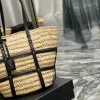 Högkvalitativ halm Tote Raffias Beach Designer Bag Rive Gauche 7a Luxurys handväska vävkorg Stora butikspåsar Kvinnor Mens Clutch Crossbody Pochette Shoulder Bag