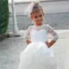 Vestidos da menina primeira comunhão crianças surpresa presente de aniversário branco vestido de casamento renda flor princesa bola beleza pageant