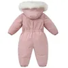 Winter Baby Ski Suit Plus Velvet Baby Jumpsuit Boys Overalls Warm Kids Clothes Waterproof Children Clothing Set 1-4Y