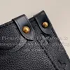 12A Upgrade Mirror Quality Designer MM GM Onthego Tote Bag Womens Genuine Leather Black Purse Embossed Shopping Bag Luxurys Canvas Handbags Shoulder Travel Bags