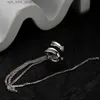 Stud Doppia catena lunga intarsiata cava in argento sterling 925 clip per orecchio femminile semplice senza gioielli con clip per orecchio forato YQ231211