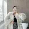 女性の毛皮2023冬のファッションフェイクアライグマコート女性暖かい羽毛コート長いアウターコートレディーパーティーエレガントな衣装QY14