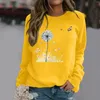 Women's Hoodies Distressed Pullover Casual Round Neck Raglan Long Sleeved Retro Dandelion Printed Sweatshirt Zip Womens Sweater