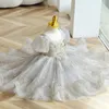 Mädchenkleider 2023 Junges Mädchen Paillettenkleid Kinder Mädchen Puffärmel Spitze Perlen Ballkleider Kinder Geburtstag Party Pageant Formale Vestidos 231211