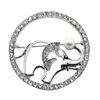 Broches personalidade strass joias redondas de metal elefante fraternidade broche feminino