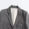 Kvinnors kostymer Casual Pinstripe Jackets Kvinnor Autumn Lapel långa ärmar Blazer Tickor Knappade rockar Justera dragsko midjebyxor