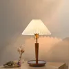 Table Lamps Retro American Ins Pleated Lamp Bedroom Bedside Home Decor Desk Light Solid Wood Living El Guest Room Lighting Fixture