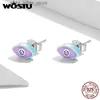 Stud WOSTU Prata Demon Devil Eye Brincos para Mulheres Ocidental Roxo Verde Azul Zircon 925 Sterling Silver Stud Brincos Jóias Presente YQ231211