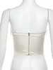 Czołgi damskie Avrilyaan White Satin Tassel Pearl Backless Slim Top Kamizel Kobiety 2023 Sleveless Street Elegancka impreza wieczorna