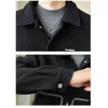 Men's Jackets Jacket Splied Lapel Long Sleeve Pockets Button Woolen Streetwear Fashion Casual Slim Male Thick Coats