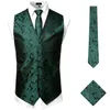 Men's Vests Luxury Mens Classic 3pc Jacquard Paisley Vest Set Necktie Pocket Square Waistcoat For Suit Tuxedo Formal Men