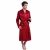 Erkekler Cüppeler Erkekler İpek Saten Pijama Pijamalar Slaıvay Çılder Nightgown Robes S M L XL 2XL artı gri/mavi/Burgundy/Siyah Erkek Yaz Robe 231211