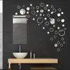 Stickers muraux 58pcs miroir autocollant bulle décoration bricolage salle de bain TV fond auto-adhésif acrylique pour la maison 231211