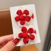 Hair Accessories Year Baby Girls Hairpins Princess Red Flower Bow Soft Plush Headwear Barrettes Kids Clips For Gifts