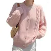 Damskie swetry guziki mody Modne kardigany fioletowy kolor dzianiny kurtki sweter lady ponadwymiarowe skoczki bluza odzież y2k
