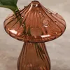 Vases décoratives Vase de champignons délicats Fleur brun unique en verre brun pour la maison / les décorations de bureau
