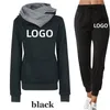 Zweiteilige Damen-Hosen, personalisieren Sie Ihr Logo/Text/Bild, Trainingsanzug mit Kapuze, Sweatshirt, Jogginghose, Set, DIY-Damen-Freizeit-Sportanzug-Outfits