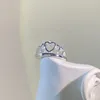 Cluster Rings Simple Double Layer Couple Ring For Women Princess Crown Heart Shape Round Crystal Full Diamond Valentine's Day Gift Jewelry