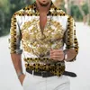 Camisa de designer masculina outono barroco camisa 3d barroco manga comprida luxo social camisa com decote em v extra grande topo t-shirt roupas de outono masculino 231211