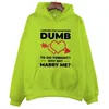 Sweats à capuche pour hommes Sweatshirts 2023 Couple correspondant à capuche flèche coeur DUMB pourquoi ne pas m'épouser surdimensionné Streetwear sweats à capuche correspondant tenues Couples TopL231122