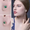 Stud JewelryPalace Square Simulated Nano Green Emerald 925 Sterling Silver Stud Earrings for Women Fashion Gemstone Princess Earrings YQ231211