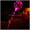 Party Decoration Led Balloon Transparent Lighting Bobo Ball Balloons With 70Cm Pole String Xmas Wedding Decorations Cca11728-A 60Pcs Dhyvg