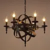 Vintage rétro bougie pendentif lumières luminaire en fer forgé Lof américain salon El lampe suspendue Bronze Luminaire bateau Lamps276l