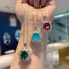 Pendant Necklaces Spring Qiaoer Trend 10mm Emerald Gemstone Flower Necklace Women's Luxury Wedding Party Fine Jewelry Anniversary Gifts