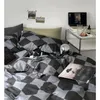 Bedding sets Fashion Style Pink Black Set Soft Flower Duvet Cover Pillowcase Bed Flat Sheet For Girl Double Queen King Bedclothes 231211