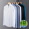 Chemises habillées pour hommes chemise en fibre de bambou à manches longues extensible sans entretien confort doux affaires professionnel formel blanc