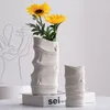 Vases European Style Ceramic Vase White Bamboo Joint Container Modern Soft Decoration Flower Pot Simple Room Decor Plant Bottle