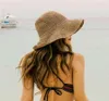 Ragazza Rafia Cappello da sole Tesa larga Floppy Cappelli estivi per le donne Spiaggia Panama Cupola di paglia Cappello a secchiello Femme Cappello all'ombra 2206288622577