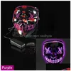 10Color Luminous Led Mask Rave Toy Halloween Clown Funny Disco Pvc Props Party Favor Decoration Festive Supplies X0816A Drop Deliver Dhzob